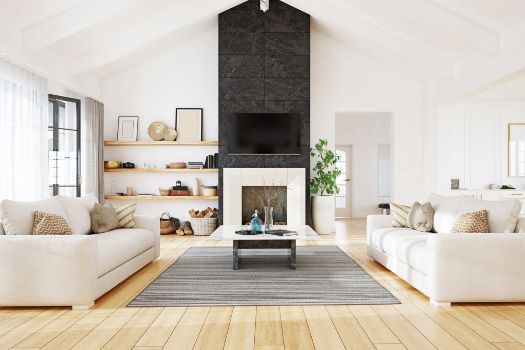 Staged living room in a Las Vegas home prepared for sale